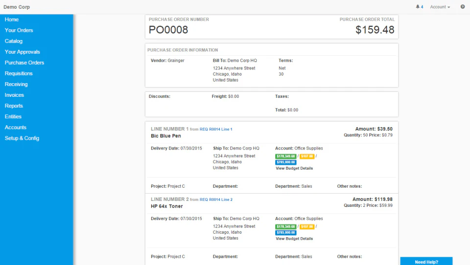 screenshot of Bellwether Purchasing Software